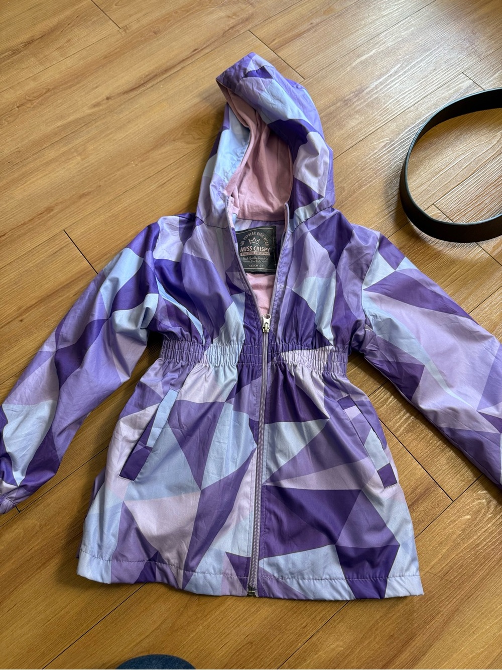 Purple Geo-Print Hooded Kids Jacket miss crispy windbreaker